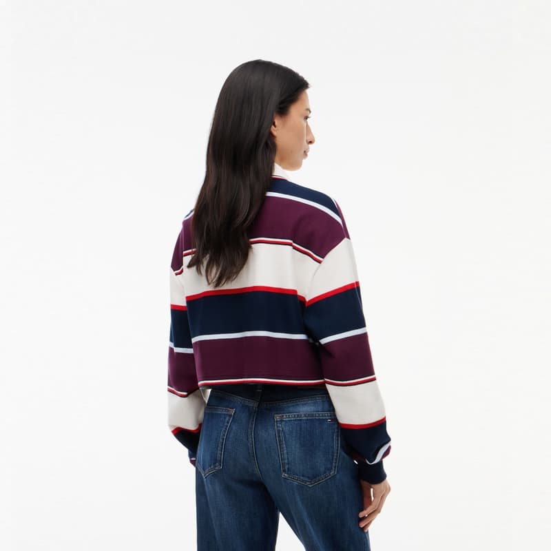 Кофта Tommy Hilfiger Темно-синий синий бордовый белый полосы женские свитшоты C1G - изображение 4