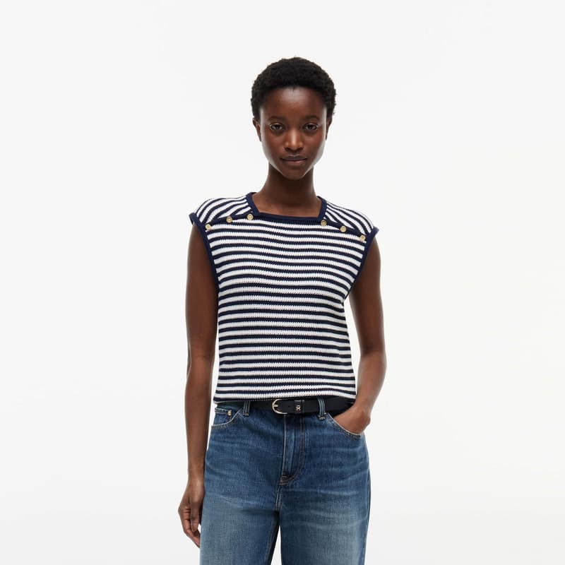 Кофта Tommy Hilfiger Темно-синий синий белый полосы 0X8 женский трикотаж - изображение 3