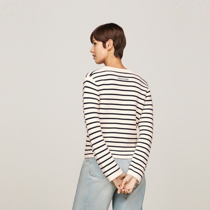 Кофта Tommy Hilfiger Трикотаж Женский Бежевый Белый Черный Полосы - изображение 4
