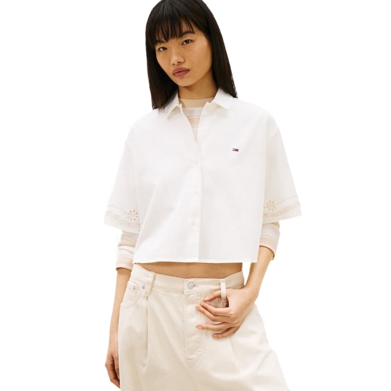 Блузка Tommy Hilfiger Экрю YBH Женские Рубашки - изображение 3