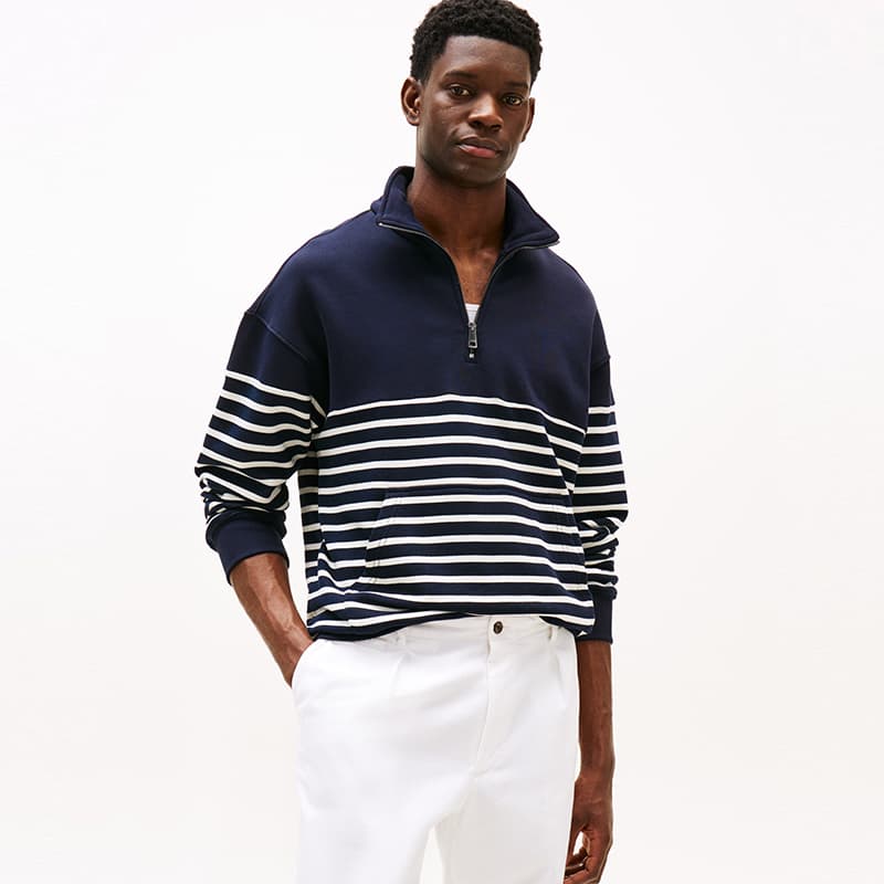 Худи Tommy Hilfiger Мужская свободная толстовка с полузастежкой и воротником-стойкой - изображение 3