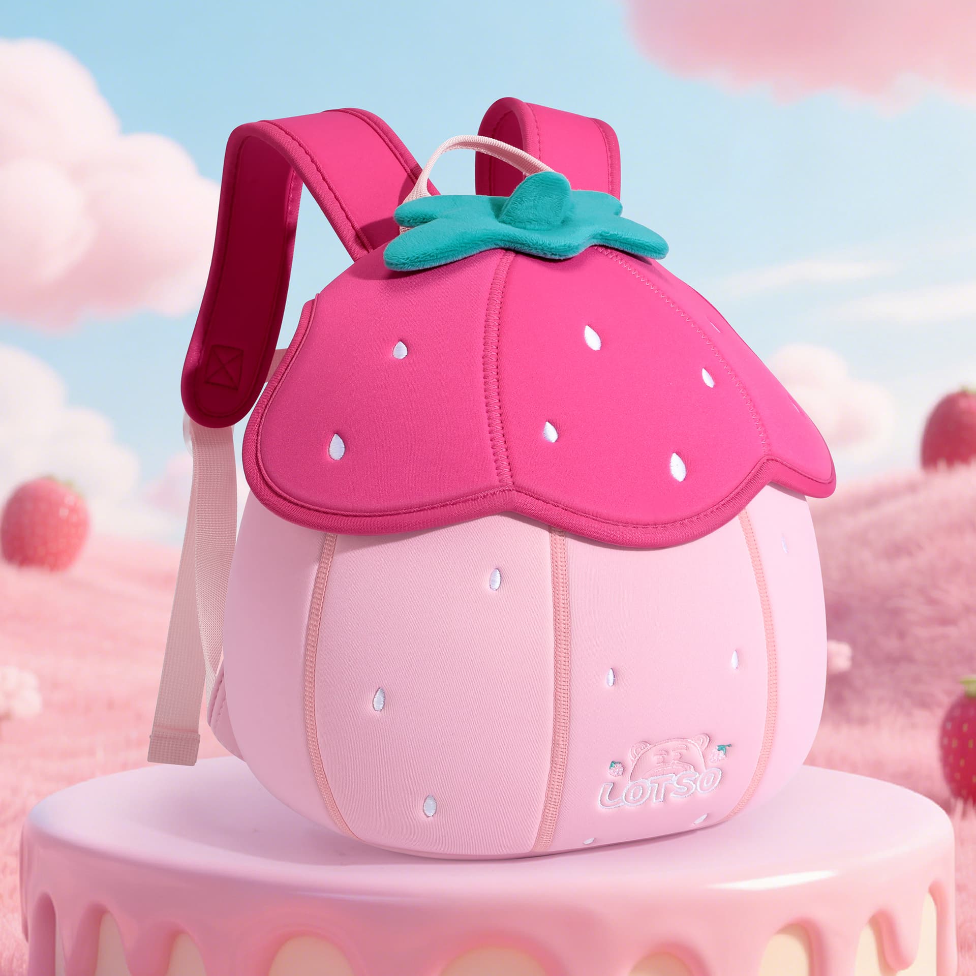 Disney Strawberry Bear Series Полиэфирное волокно Рюкзак Обычный (стандартный) Детский Многоцветный - изображение 5