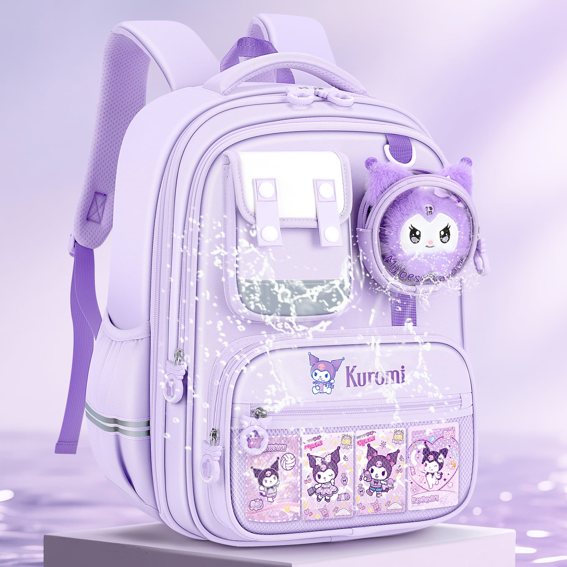 Санрио Kuromi Collection Полиэфирное волокно STUDENT Сумка Рюкзаки Обычный (стандартный) Женские Фиолетовый - изображение 5