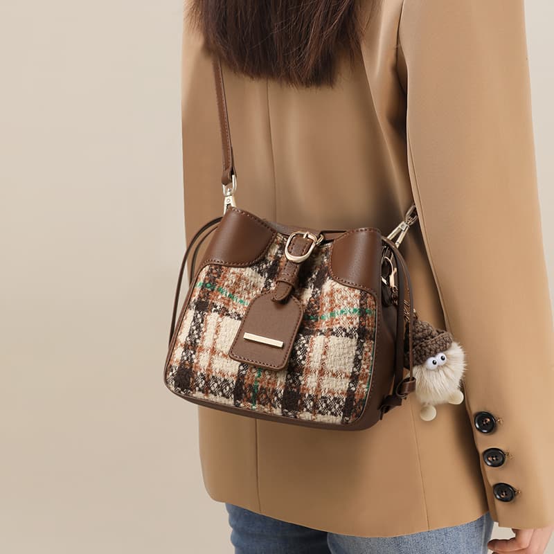 Сумка через плечо VINEY Ткань Синтетическая кожа Сумка через плечо Стандартная (стандартная) Женская Кофейного цвета - изображение 6
