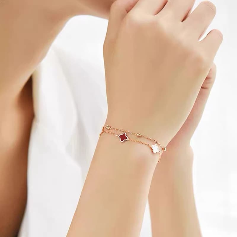 Браслет Four Leaf Clover Браслеты из серебра S925 с золотым покрытием женские - изображение 6