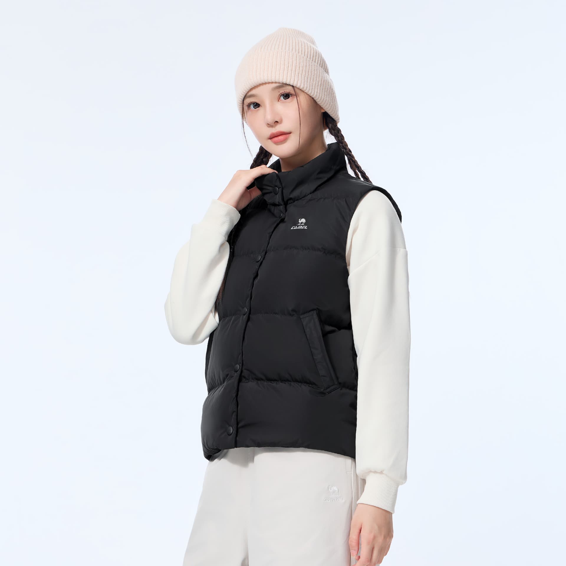 Camel Women's Down Vests Верблюжий цвет Женские Пуховые жилеты - изображение 5