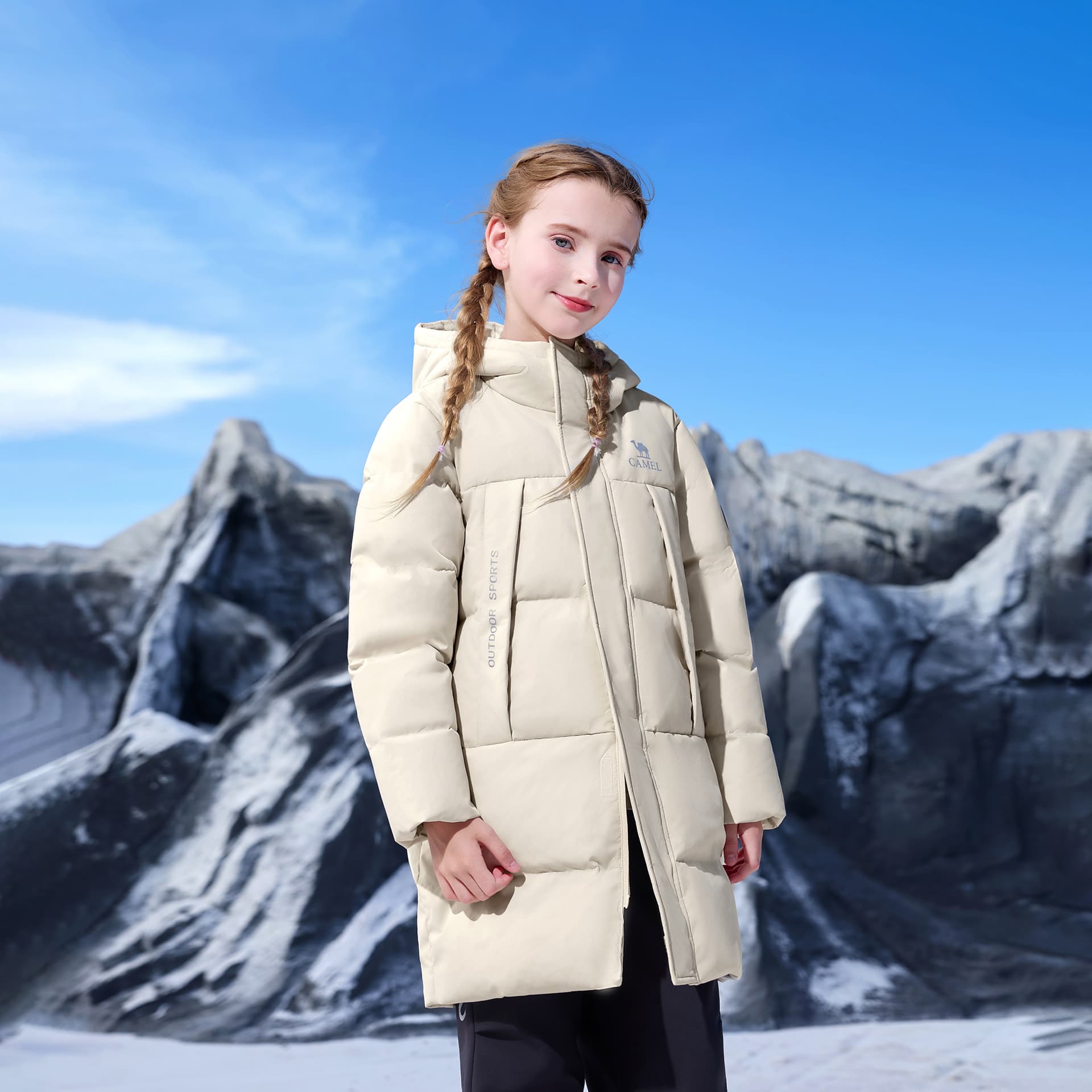 Верблюжий цвет Kids Пуховики - изображение 5