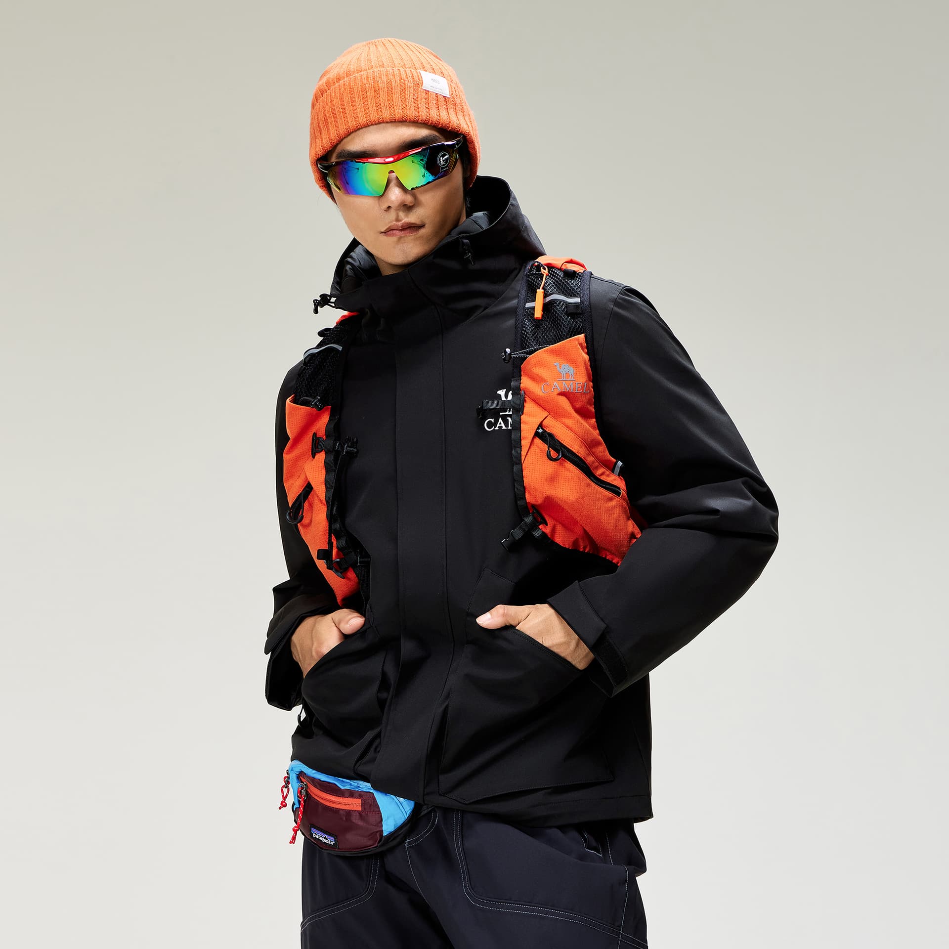 Куртка CAMEL Городской техвир Рабочий стиль Большой карман Водоотталкивающий Windproof Hooded Куртка Куртка Мужской - изображение 3