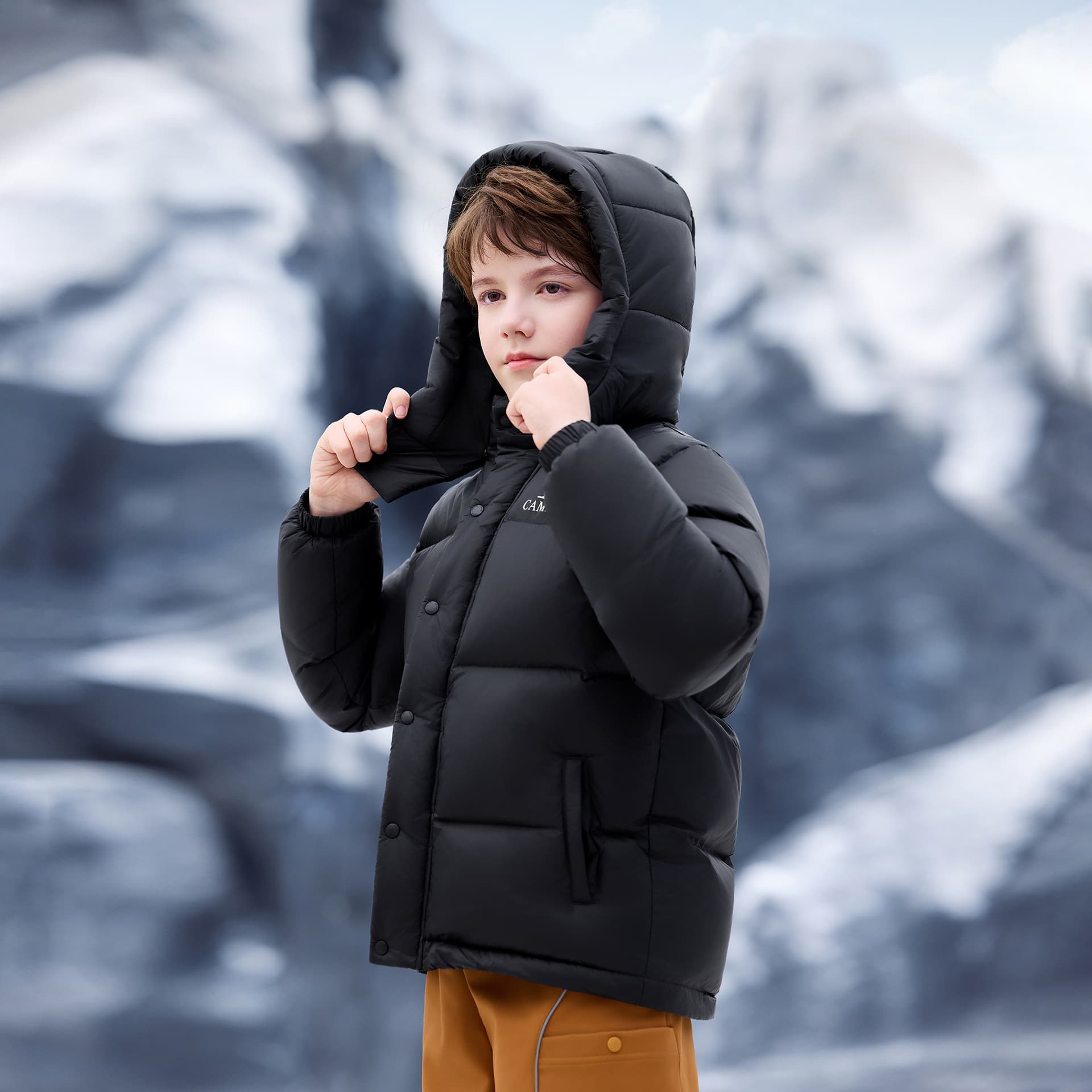 Верблюжий цвет Kids Пуховики - изображение 5