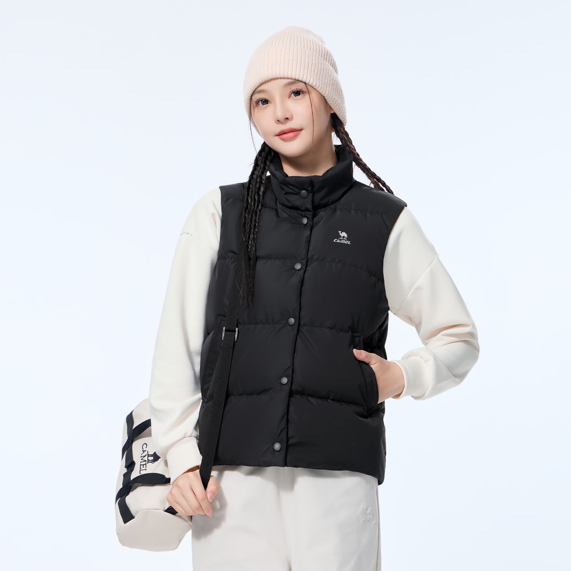 Camel Women's Down Vests Верблюжий цвет Женские Пуховые жилеты - изображение 3