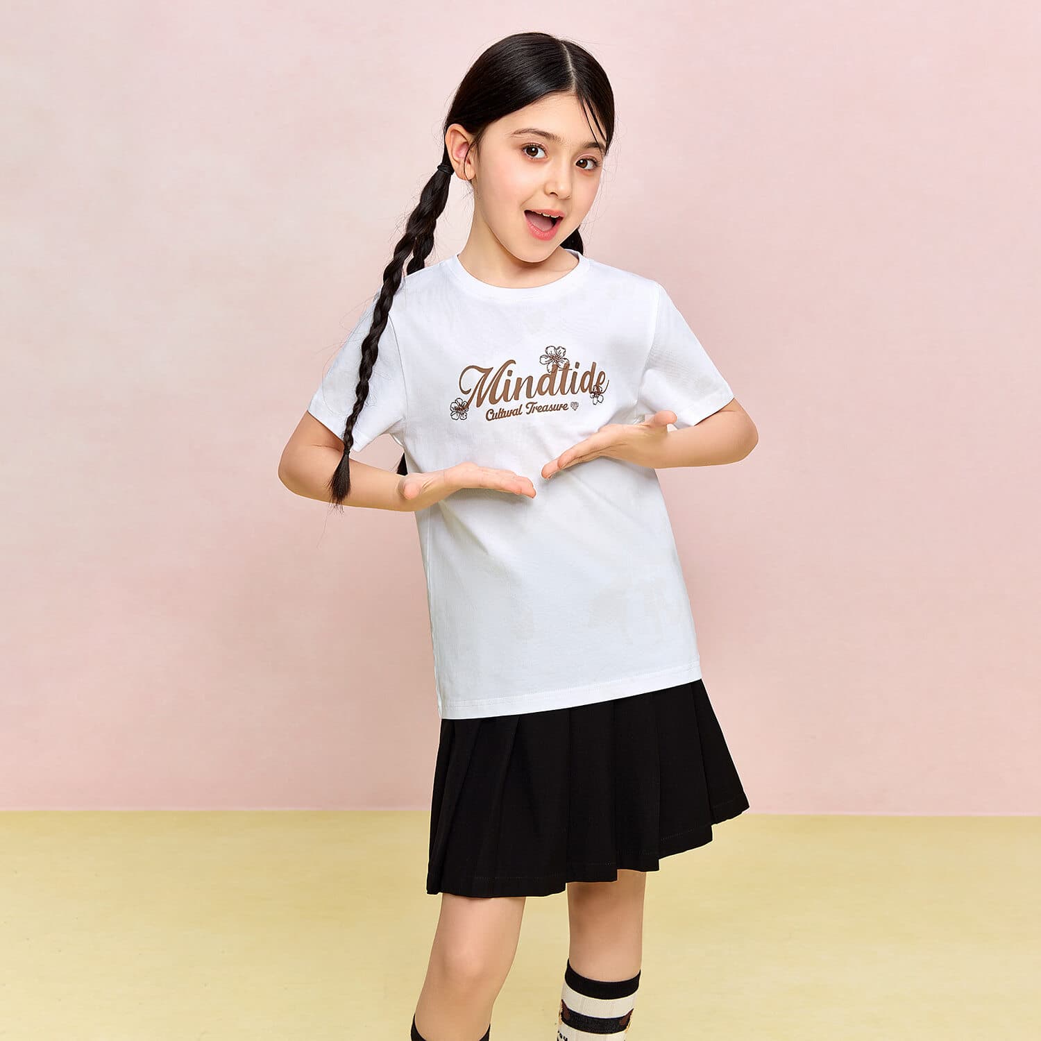 Футболка HLA Натуральный Белый Узор 08 KIDS T-Рубашки - изображение 4