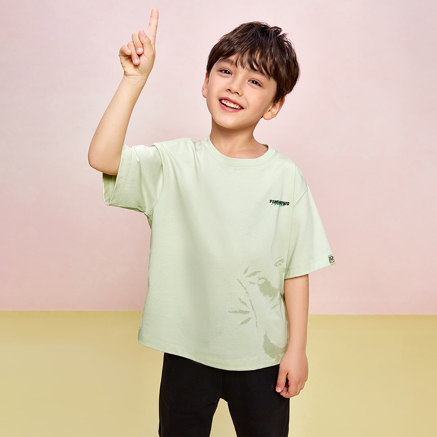 Футболка HLA Бежево-желтый узор 03 Kids T-рубашки - изображение 3