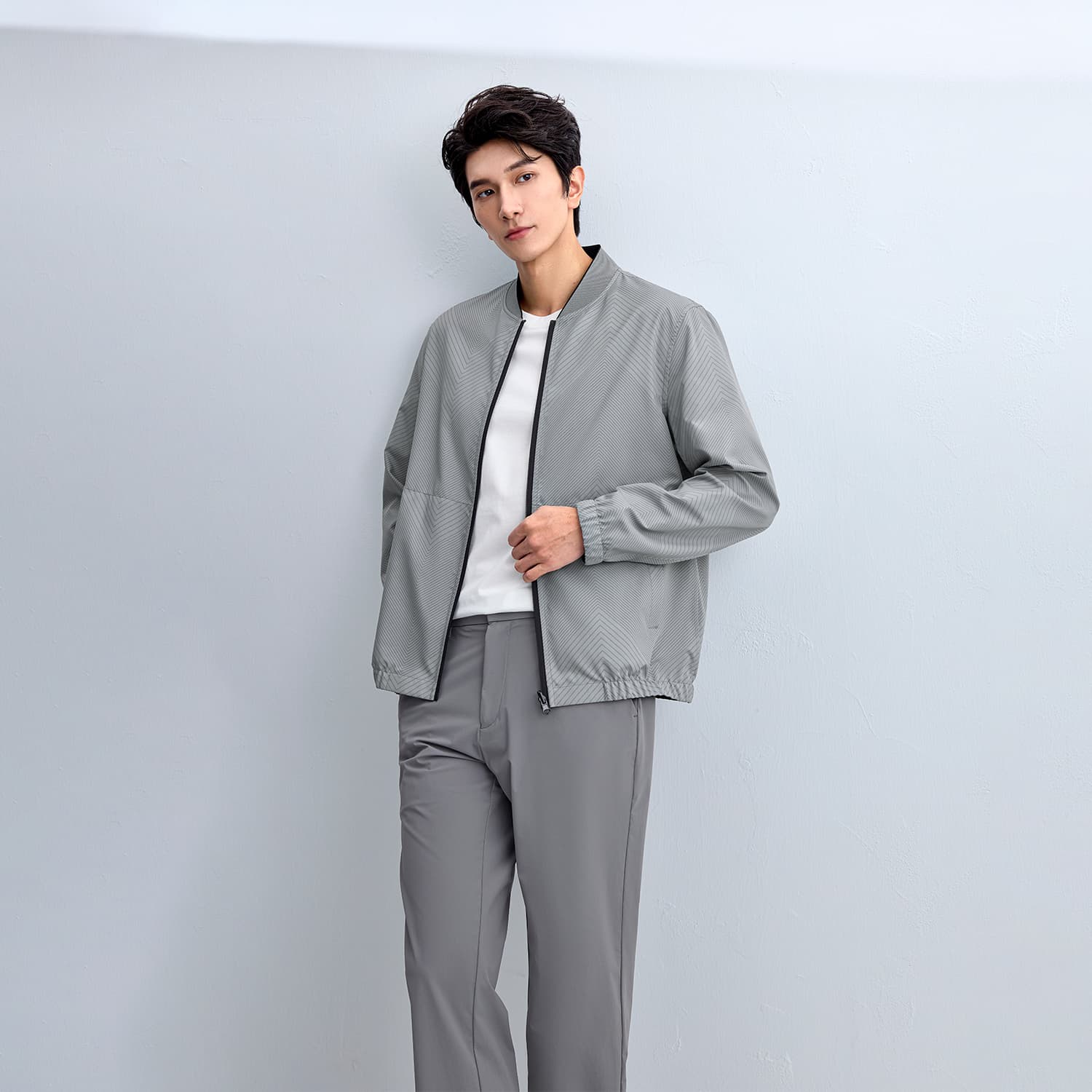 Куртка HLA Medium Gray Pattern 15 Men's Jackets HLA Средне-серый узор 15 мужские куртки - изображение 4