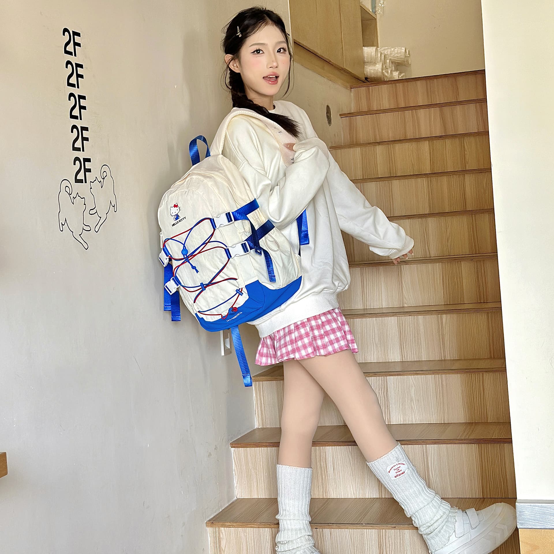 Рюкзак Sanrio Полиэстер Рюкзак Стандартный (Standard) Женский Синий Белый - изображение 5
