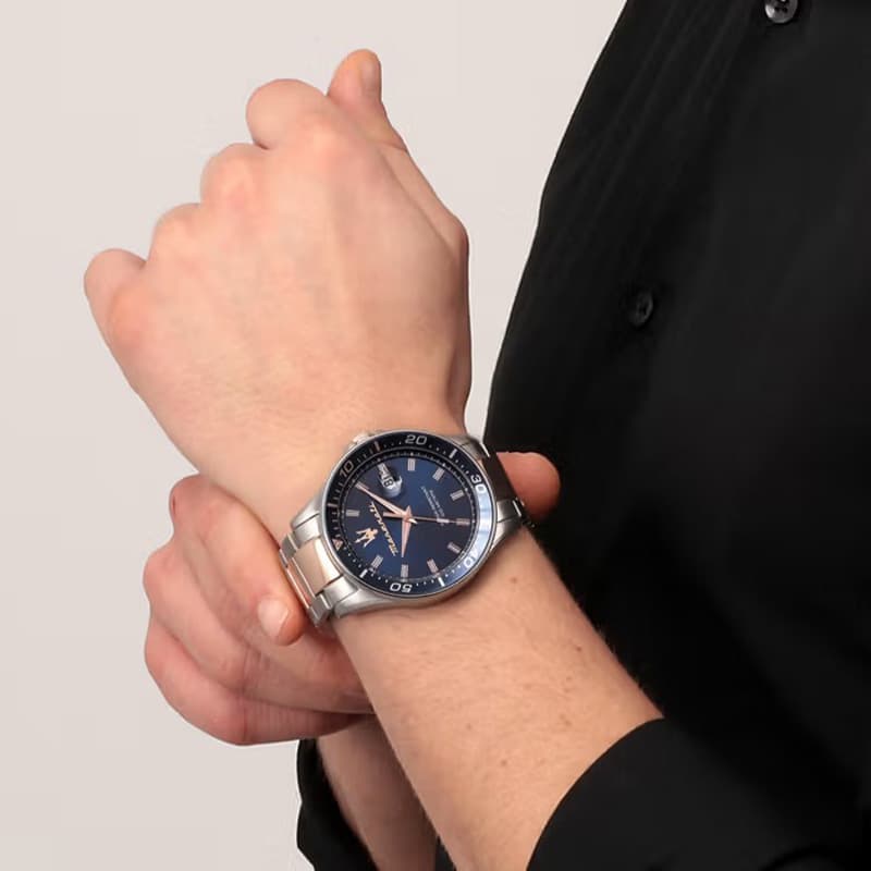 Механические часы Maserati Green SUBMARINER Collection Часы на запястье Кварцевый механизм Синий циферблат Мужские часы - изображение 4