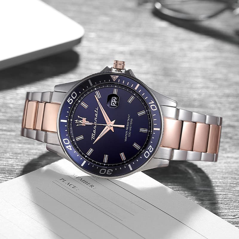 Механические часы Maserati Green SUBMARINER Collection Часы на запястье Кварцевый механизм Синий циферблат Мужские часы - изображение 5