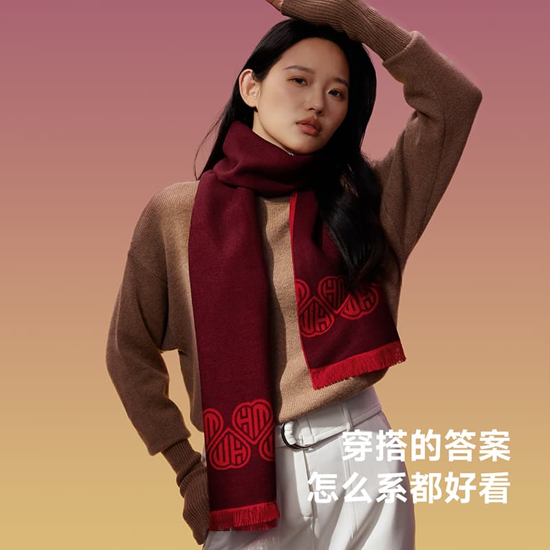 Шарф HLA China Heart Collection Вискоза Вискоза Трикотажные Шарфы Унисекс - изображение 4