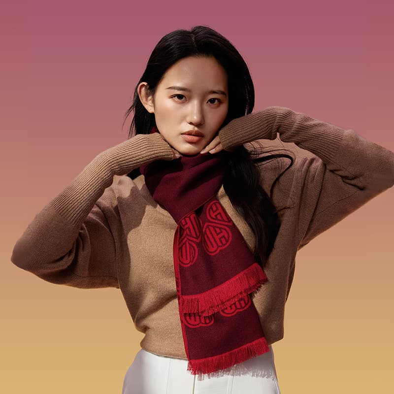 Шарф HLA China Heart Collection Вискоза Вискоза Трикотажные Шарфы Унисекс - изображение 3
