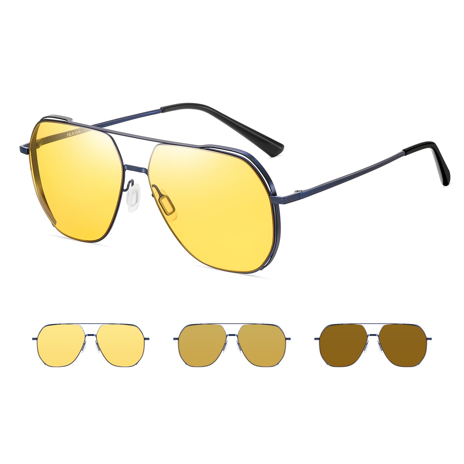 Солнцезащитные очки HLA Нержавеющая сталь Aviator Солнцезащитные очки Мужские - изображение 4