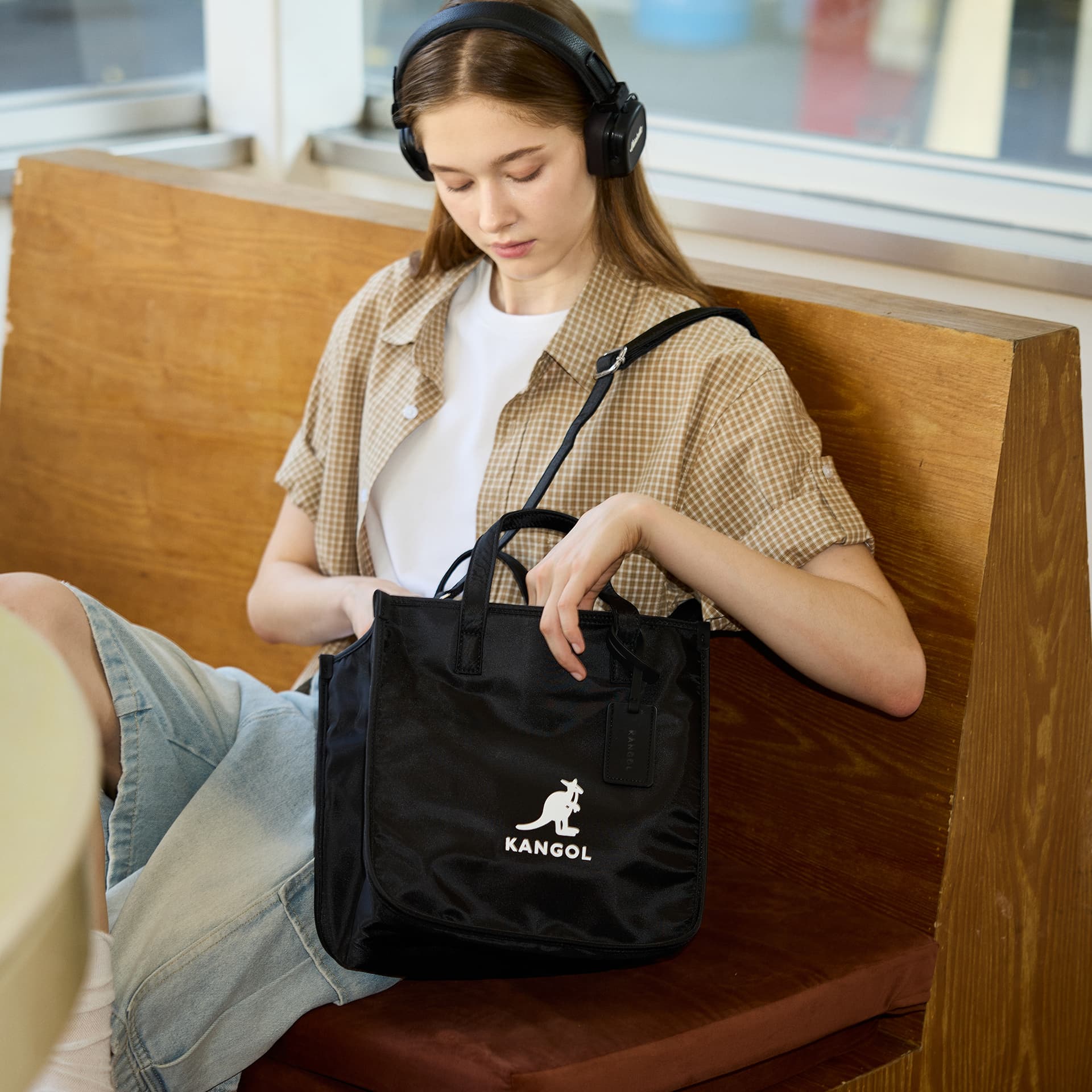 Сумка KANGOL Ткань Ведрообразная Сумка Сумка через плечо Средняя Унисекс Разноцветная - изображение 7