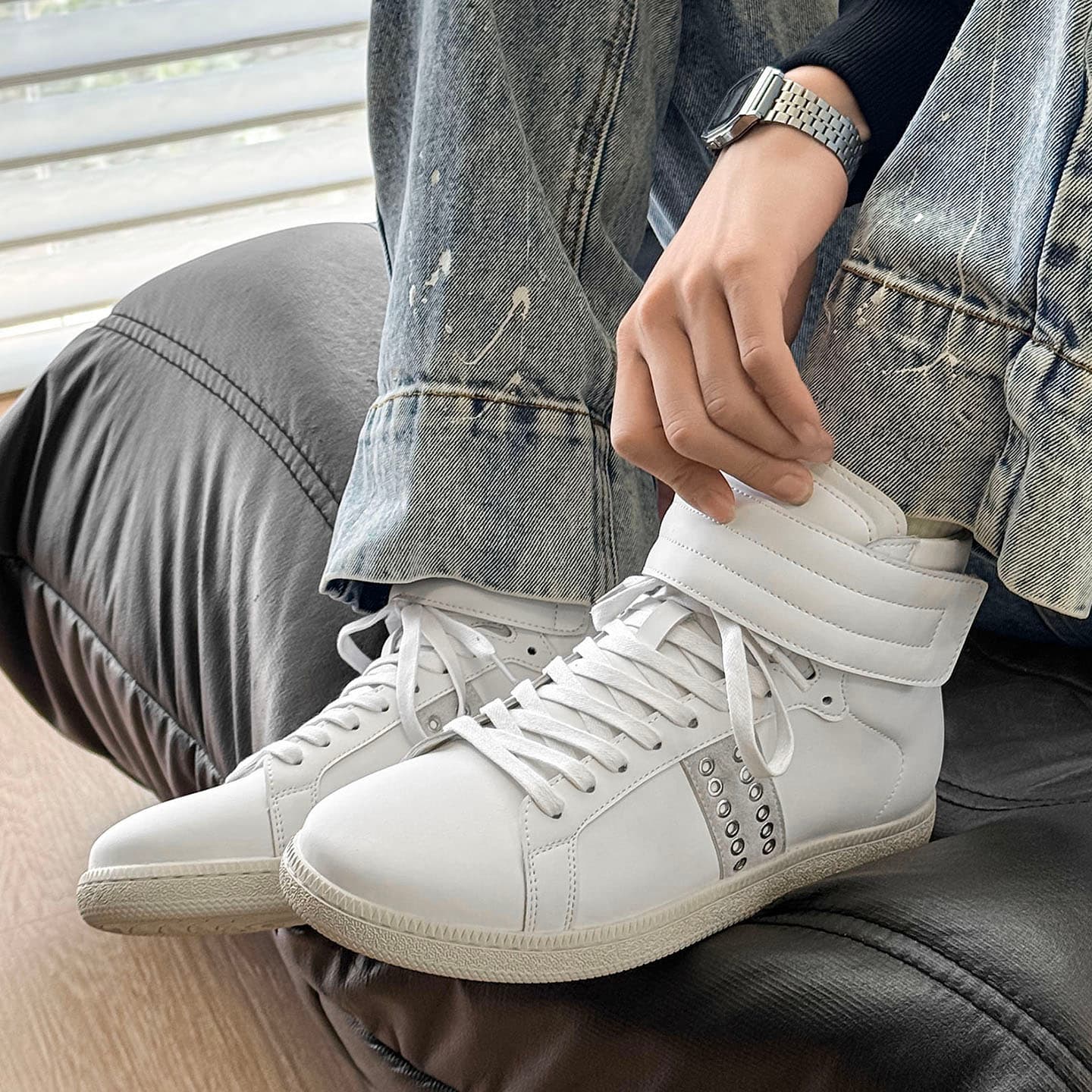 Кроссовки ROUBINI Индивидуальный Крючок и петля Ankle Brace Trendy Versatile Обувь Хай-топы Скейтборд Обувь Мужской - изображение 7