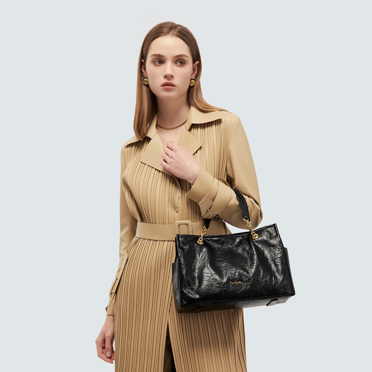 Сумка PIERRE CARDIN Сумка из коровьей кожи сумка для покупок сумка стандартного размера женская черная коричневая - изображение 5