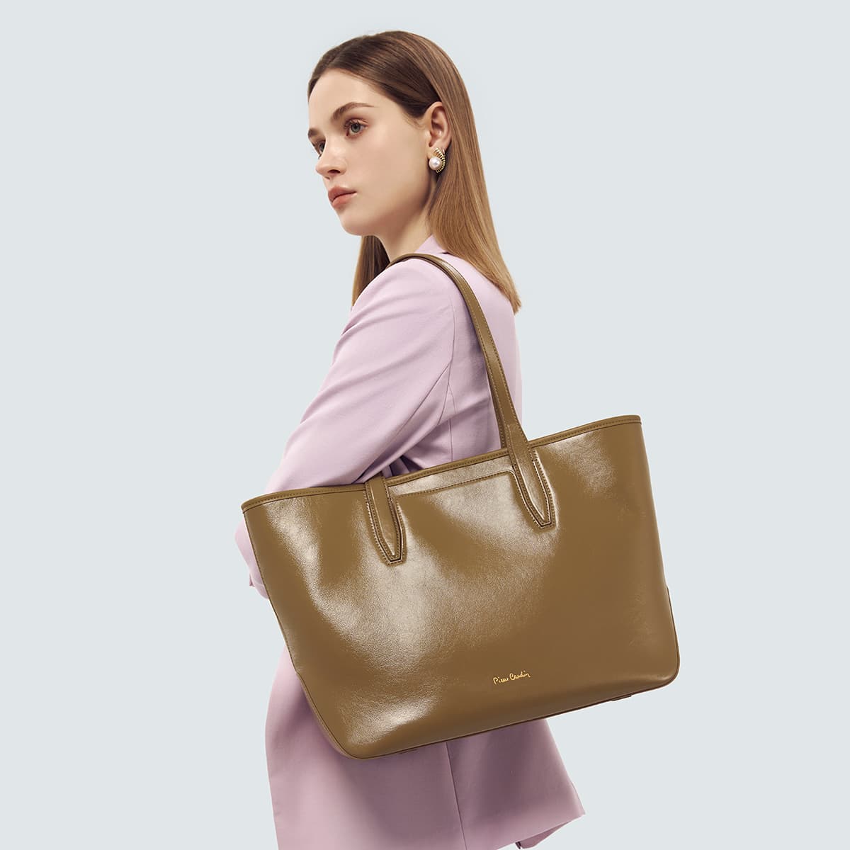 Мини-сумка PIERRE CARDIN Сумка через плечо из коровьей кожи Сумка через плечо Стандартная Женская Хаки - изображение 3