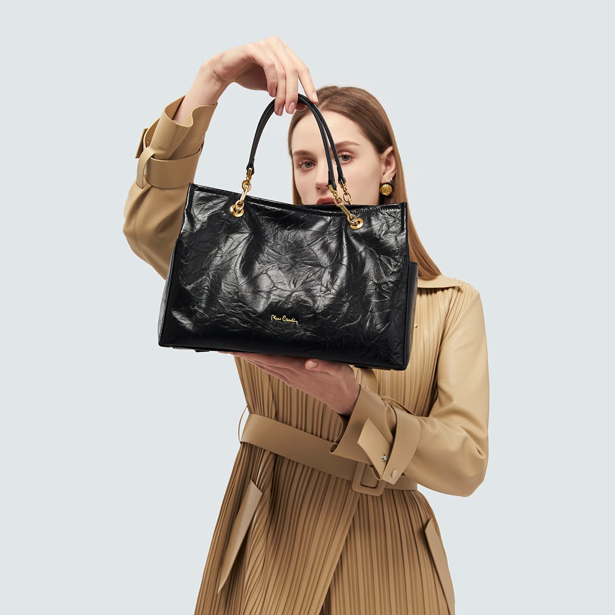 Сумка PIERRE CARDIN Сумка из коровьей кожи сумка для покупок сумка стандартного размера женская черная коричневая - изображение 7