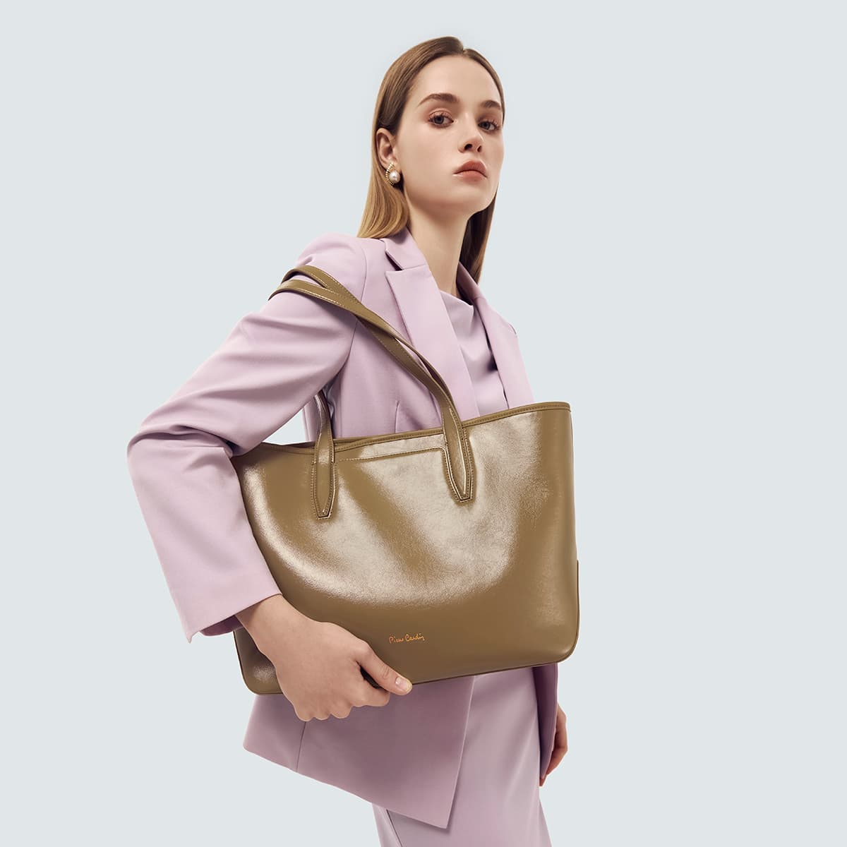 Мини-сумка PIERRE CARDIN Сумка через плечо из коровьей кожи Сумка через плечо Стандартная Женская Хаки - изображение 4