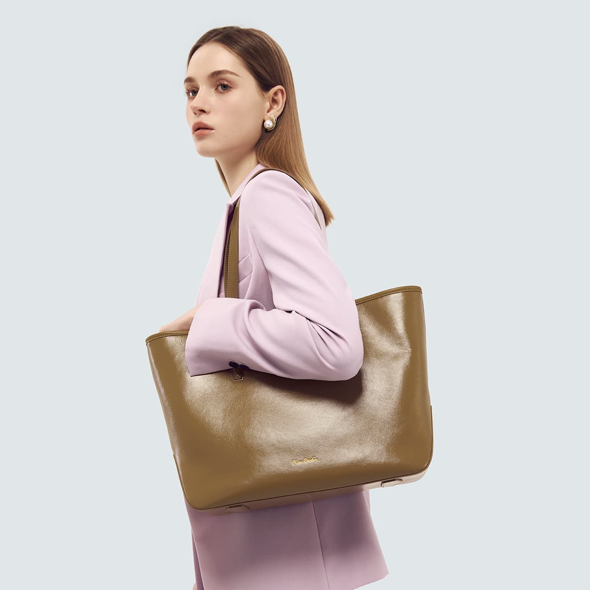 Мини-сумка PIERRE CARDIN Сумка через плечо из коровьей кожи Сумка через плечо Стандартная Женская Хаки - изображение 5