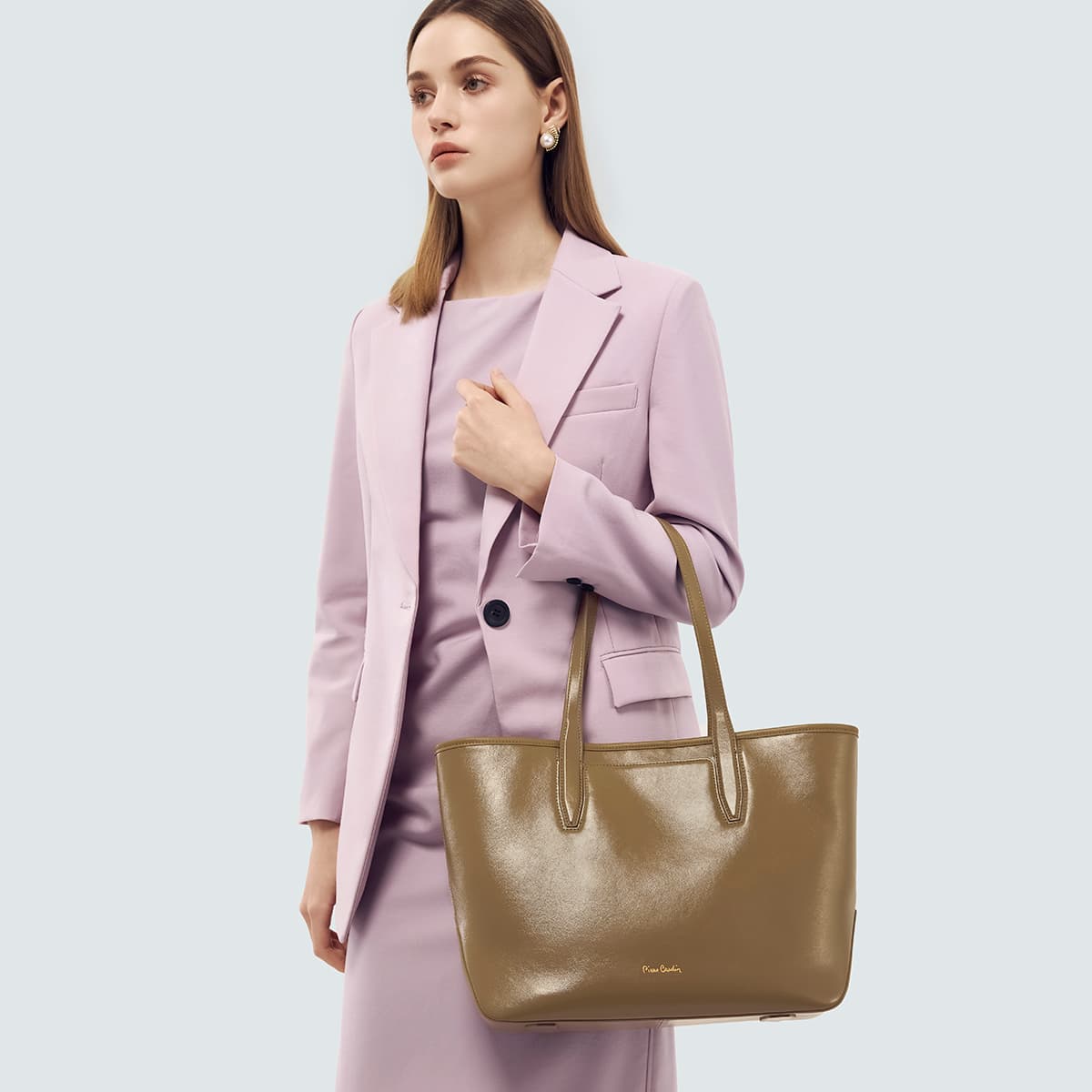 Мини-сумка PIERRE CARDIN Сумка через плечо из коровьей кожи Сумка через плечо Стандартная Женская Хаки - изображение 2