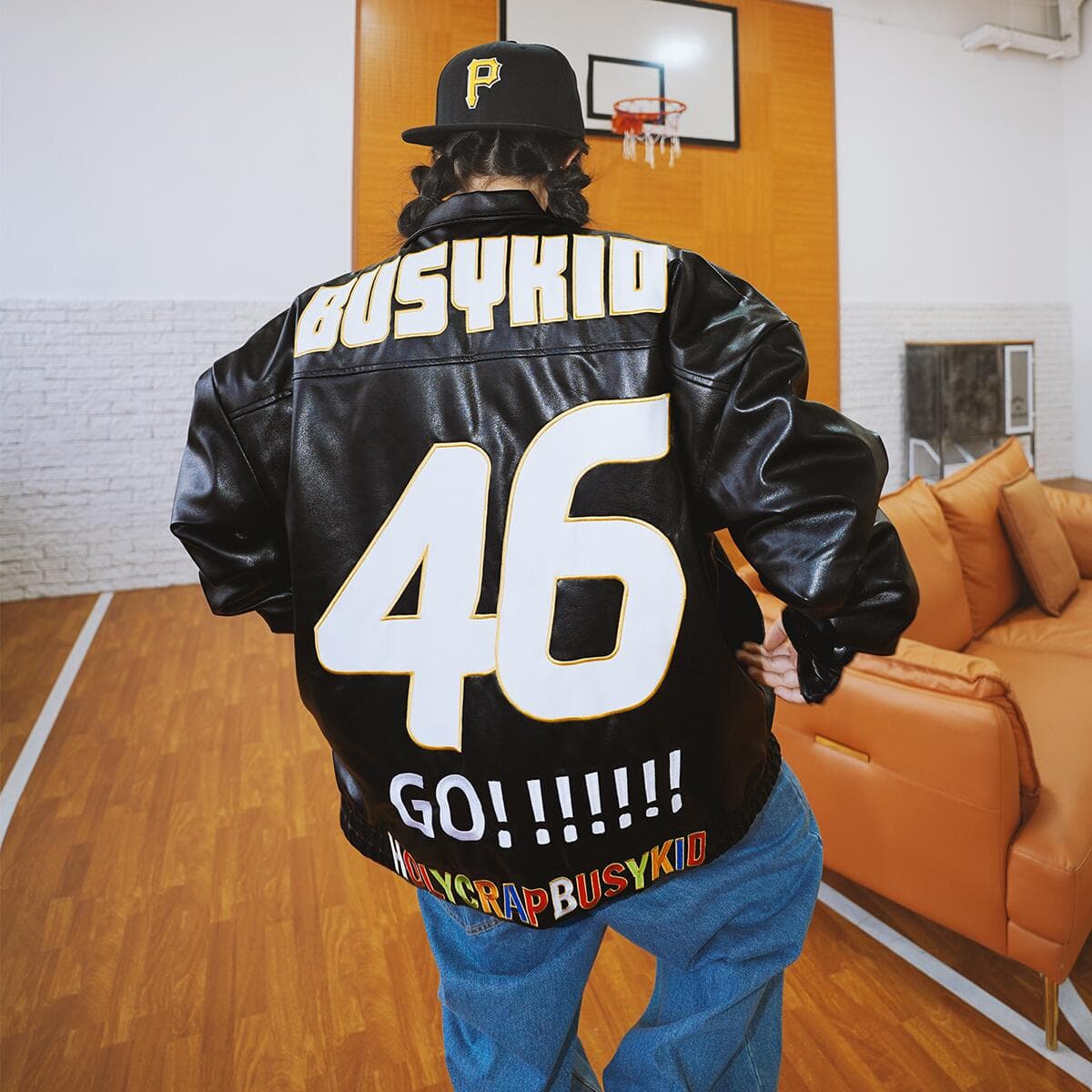 Кожаная куртки Holycrap Hip Hop Embroidered Jacket Black - изображение 3