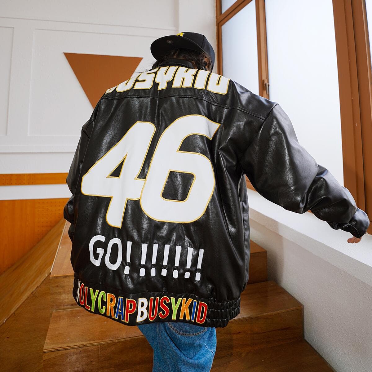 Кожаная куртки Holycrap Hip Hop Embroidered Jacket Black - изображение 6