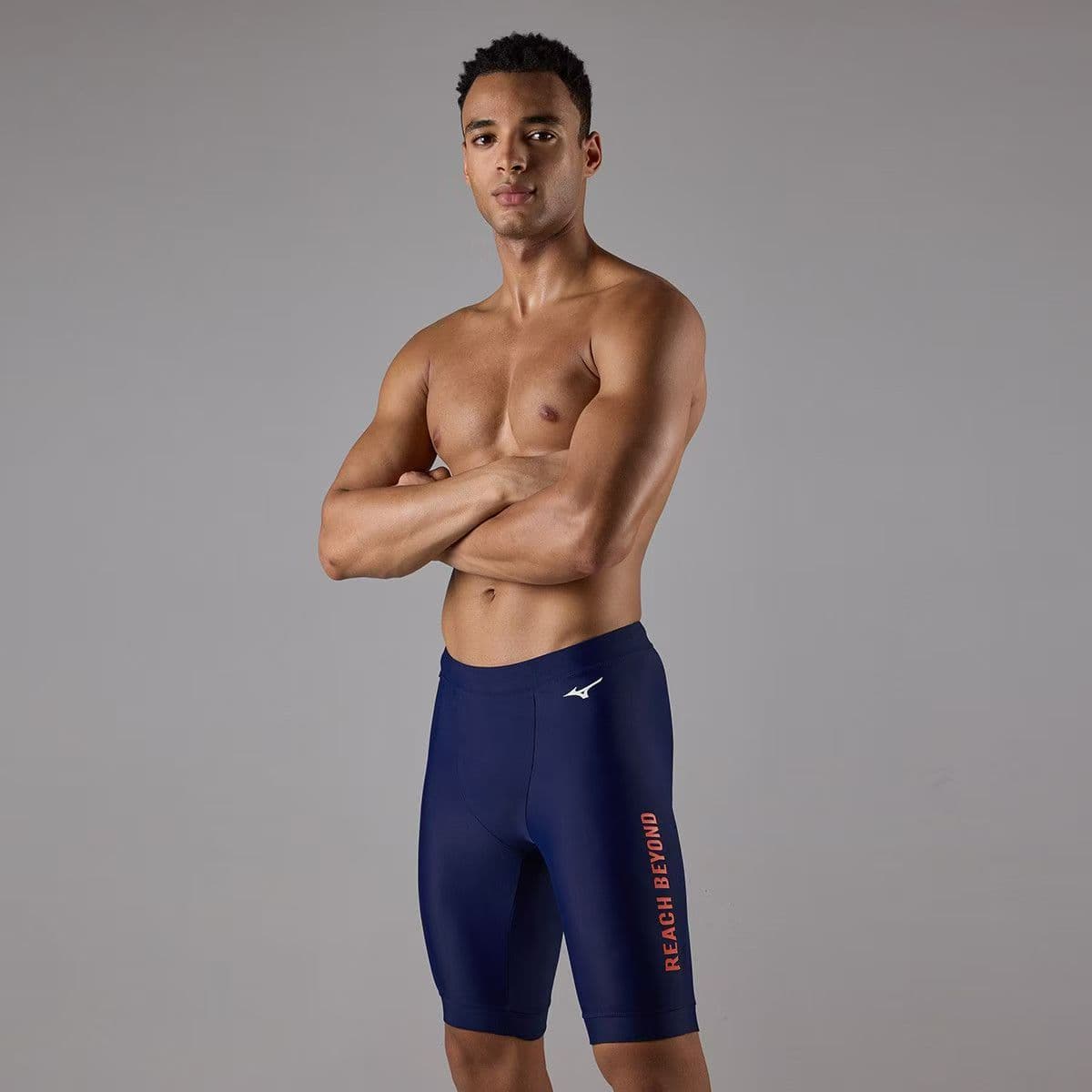 Mizuno Темно-синие Апельсиновые Мужские Плавательные Шорты - изображение 4