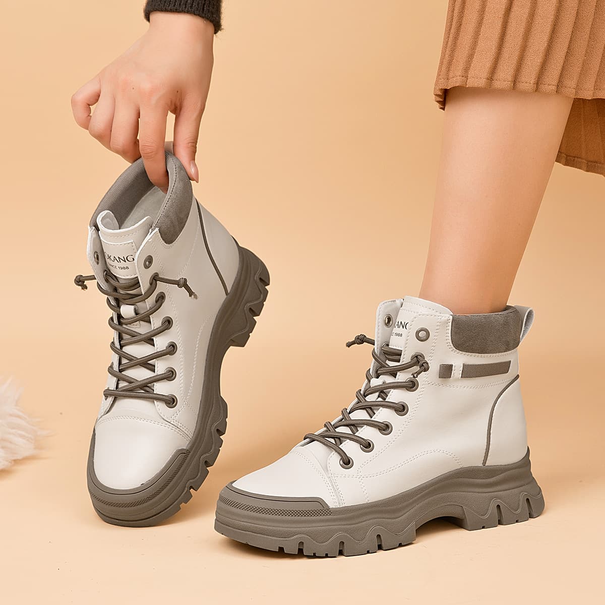 Ботинки AOKANG Martin Boots Beige - изображение 7