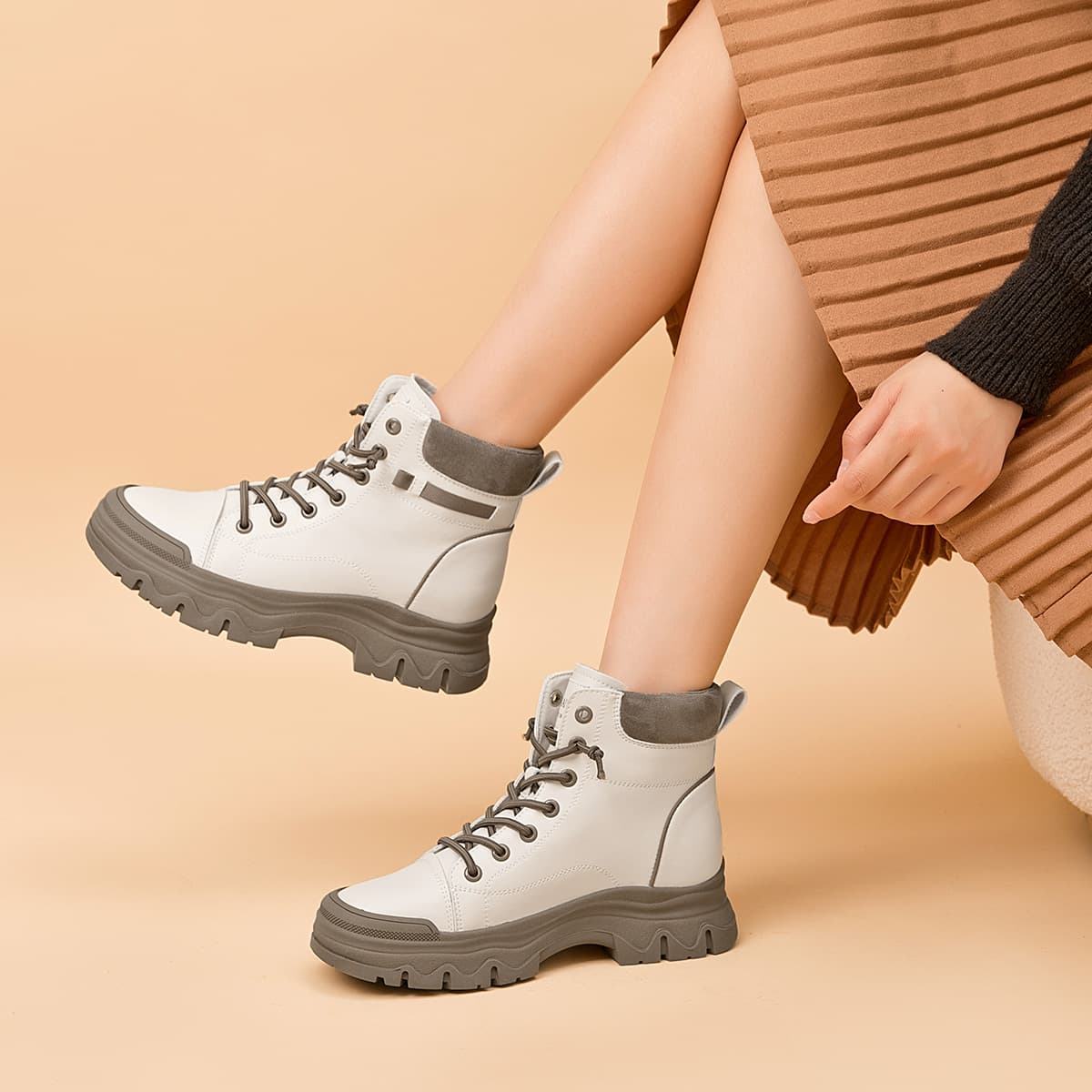 Ботинки AOKANG Martin Boots Beige - изображение 5