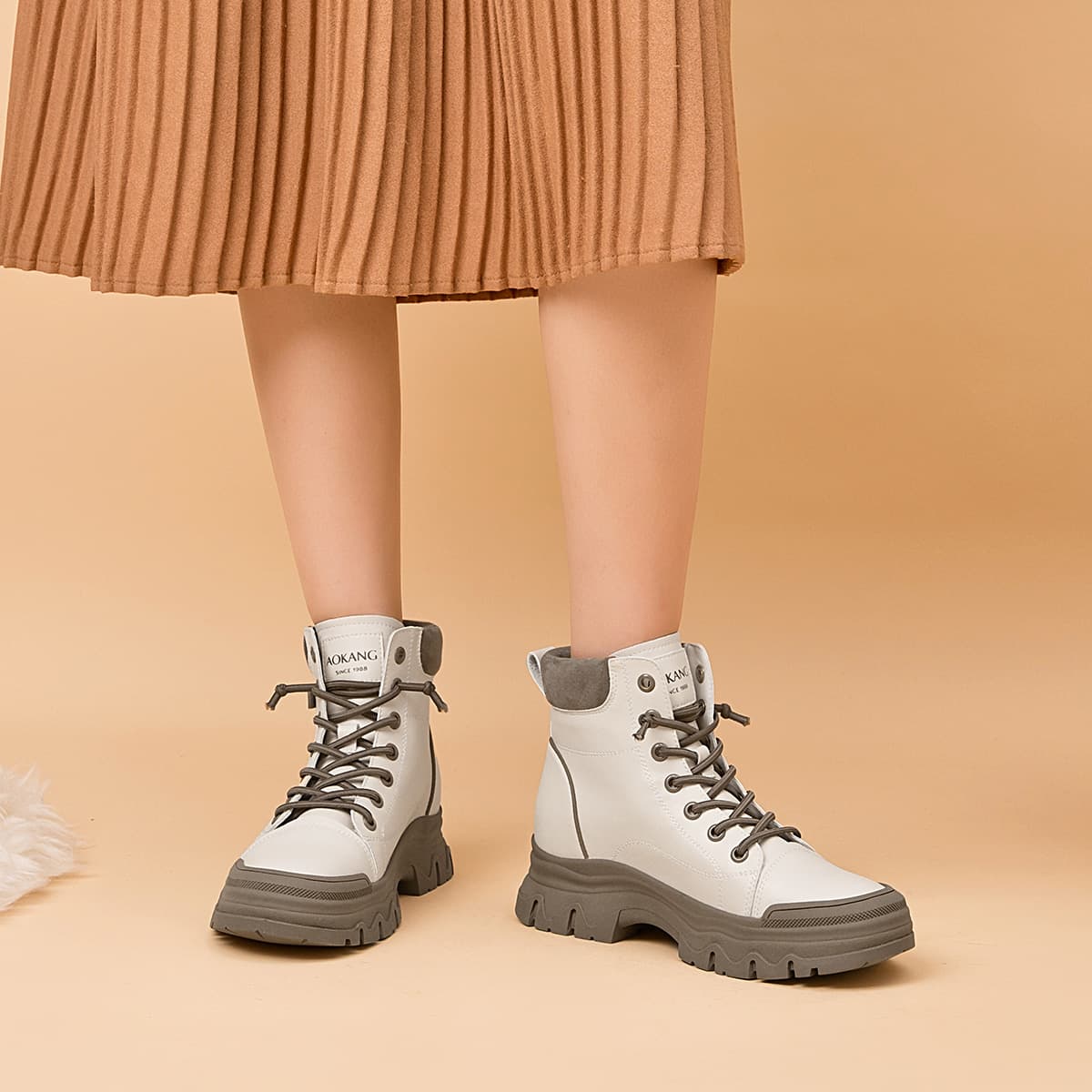 Ботинки AOKANG Martin Boots Beige - изображение 6