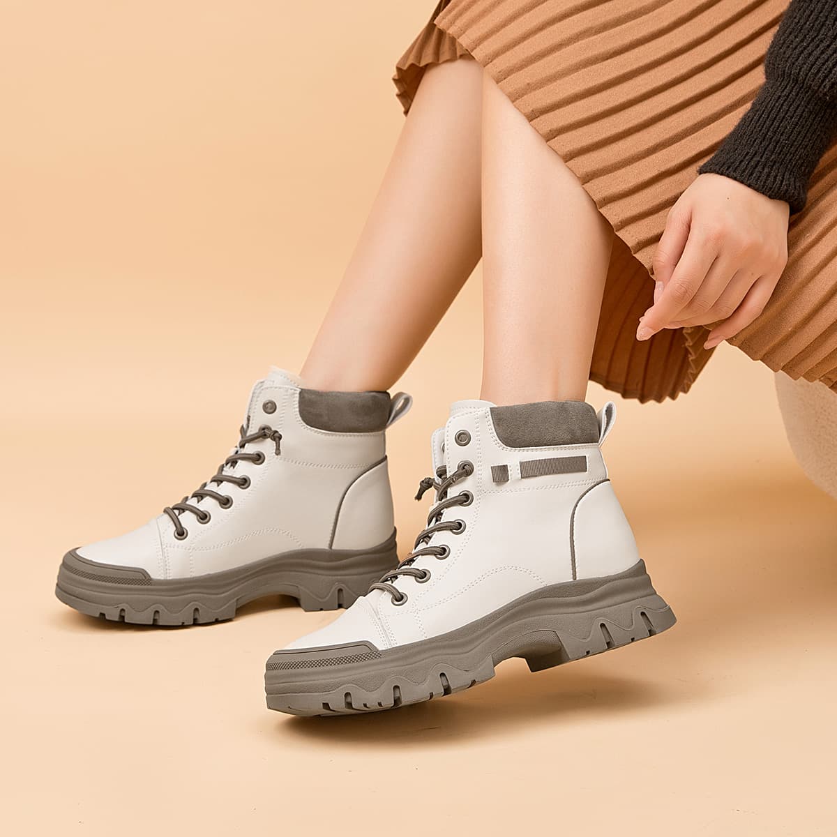 Ботинки AOKANG Martin Boots Beige - изображение 4