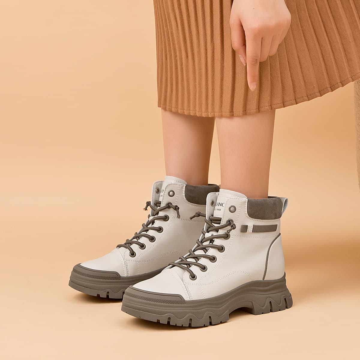 Ботинки AOKANG Martin Boots Beige - изображение 8