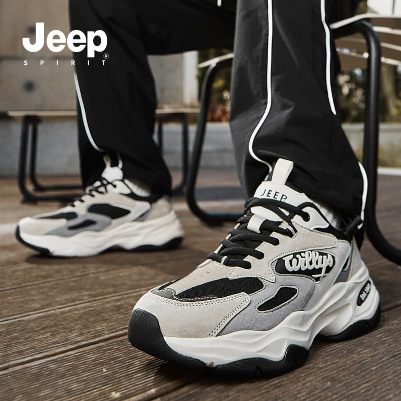 Кроссовки JEEP SPIRIT Износостойкий Дышащий Легкий Низкий Топ массивные кроссовки Мужской Светлый Песочный - изображение 9