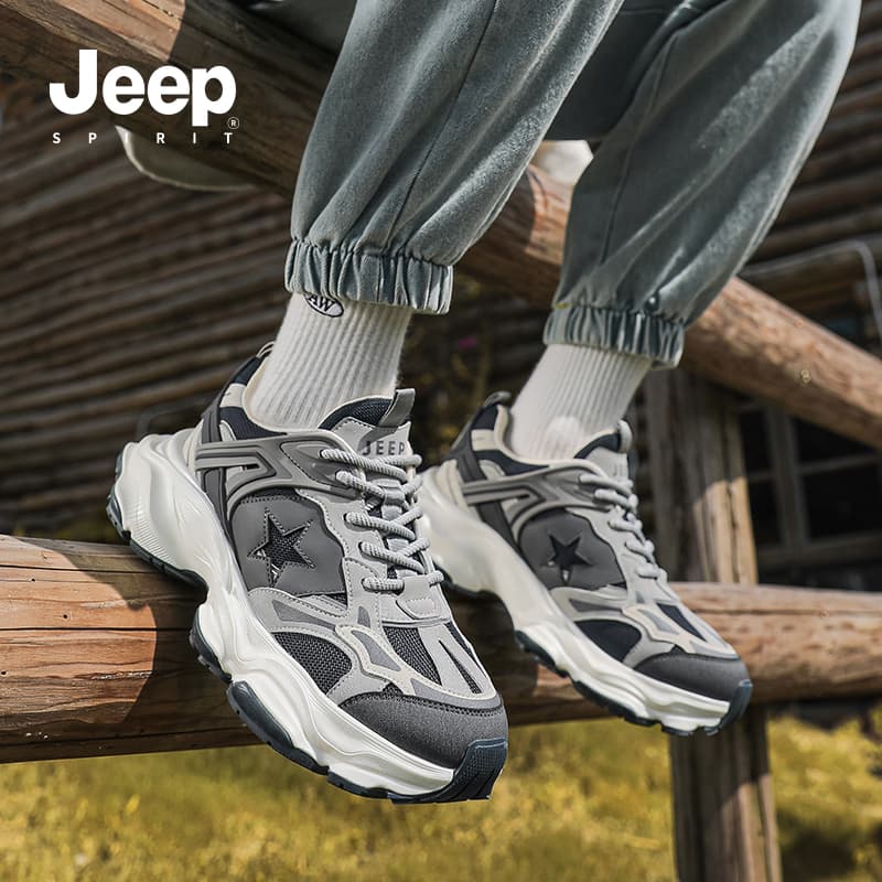 Кроссовки JEEP SPIRIT Износостойкие Дышащие Низкие Легкие массивные кроссовки Мужские Серые - изображение 9