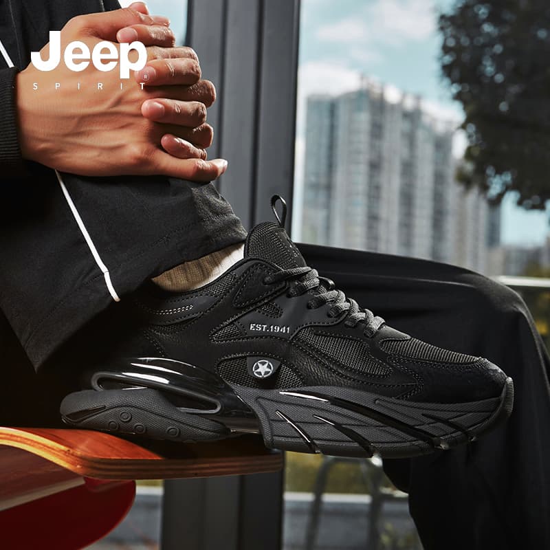Кроссовки JEEP SPIRIT Darth Vader Устойчивый к истиранию Дышащие Увеличивающие высоту Низкие массивные кроссовки Мужские Черные - изображение 8