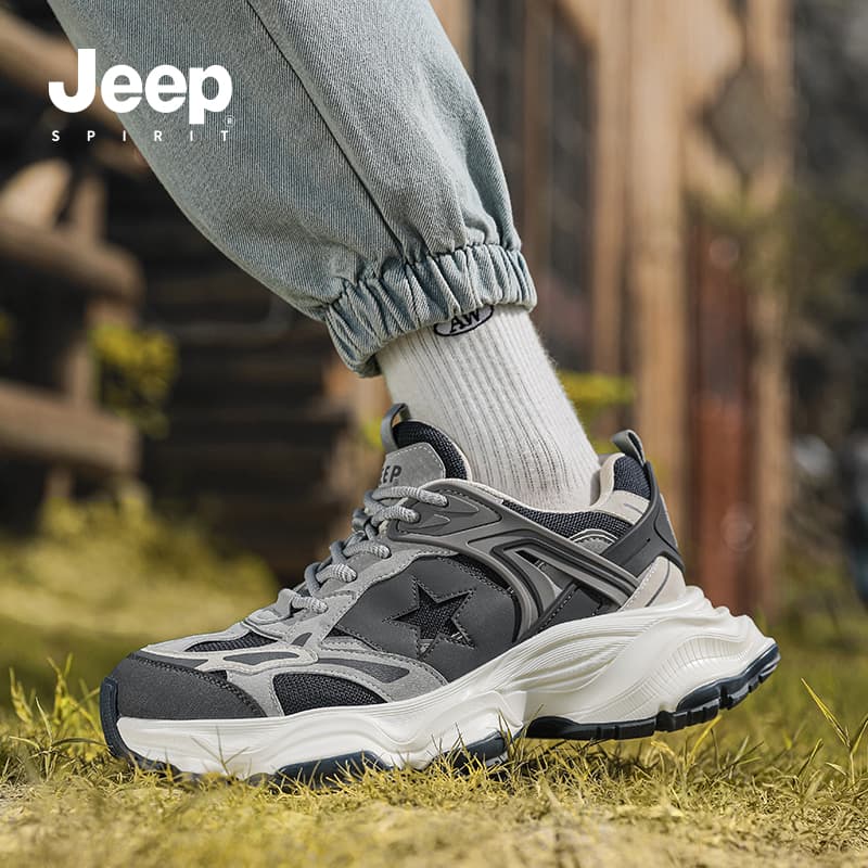 Кроссовки JEEP SPIRIT Износостойкие Дышащие Низкие Легкие массивные кроссовки Мужские Серые - изображение 11