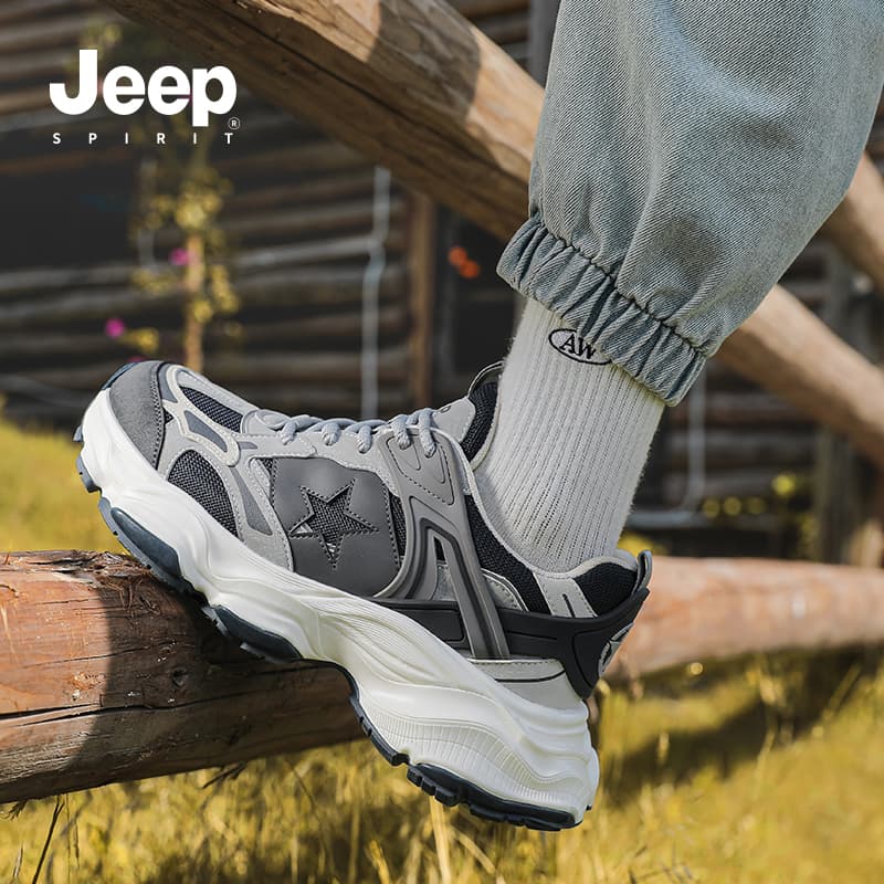 Кроссовки JEEP SPIRIT Износостойкие Дышащие Низкие Легкие массивные кроссовки Мужские Серые - изображение 7