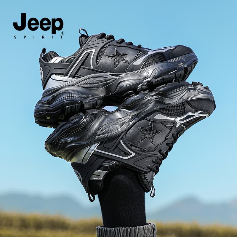 Кроссовки JEEP SPIRIT Износостойкие Дышащие Увеличивающие Высоту Низкие массивные кроссовки Мужские Черные - изображение 18