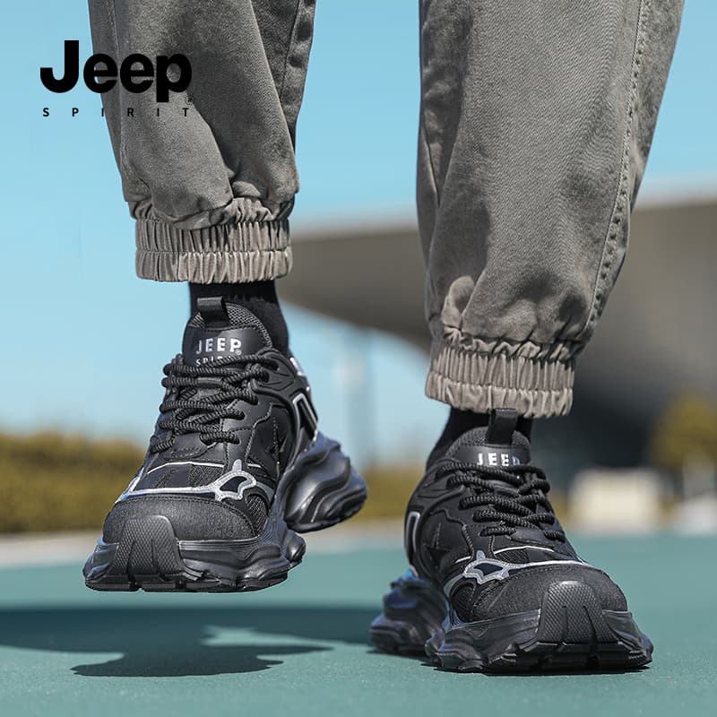 Кроссовки JEEP SPIRIT Износостойкие Дышащие Увеличивающие Высоту Низкие массивные кроссовки Мужские Черные - изображение 16