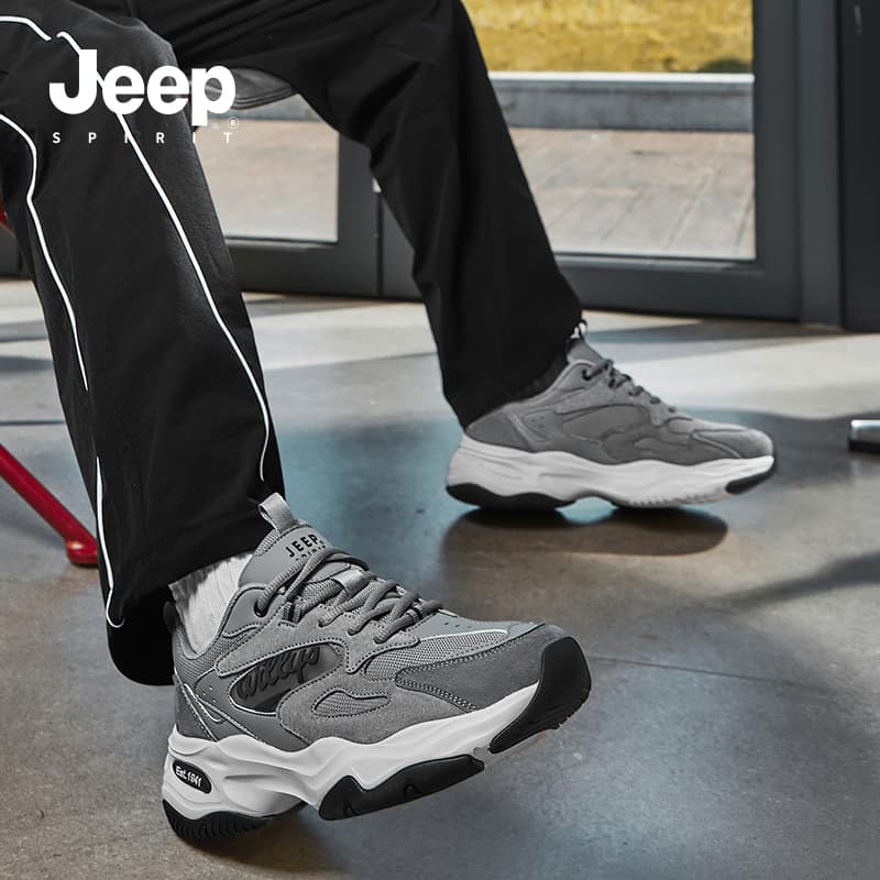 Кроссовки JEEP SPIRIT Амортизация Устойчивый к истиранию Дышащий Низкий Верх Тяжелая подошва Мужские Серые - изображение 12