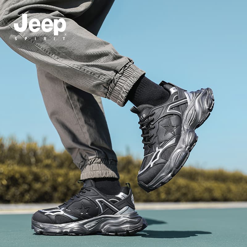 Кроссовки JEEP SPIRIT Износостойкие Дышащие Увеличивающие Высоту Низкие массивные кроссовки Мужские Черные - изображение 14