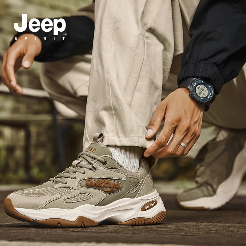 Кроссовки JEEP SPIRIT Износостойкие Дышащие Низкие Кроссовки с Толстой Подошвой Мужские Естественный Олень - изображение 12