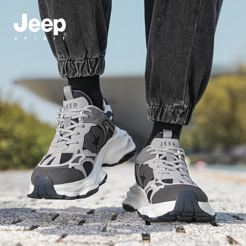 Кроссовки JEEP SPIRIT Износостойкие Дышащие Низкие Легкие массивные кроссовки Мужские Серые - изображение 13